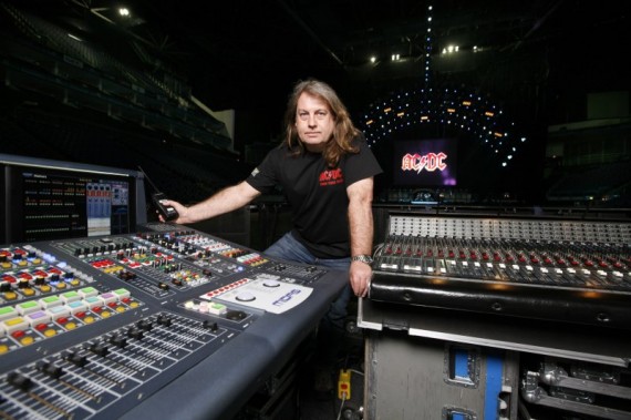 AC/DC front of house engineer Paul ‘Pab’ Boothroyd with the Midas PRO40 and PRO6 consoles