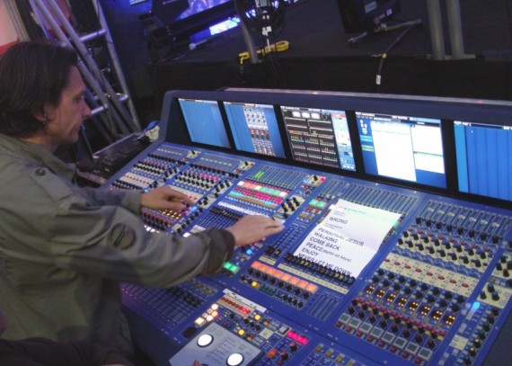 Depeche Mode FOH engineer Mike King with one of Britannia Row’s Midas XL8s