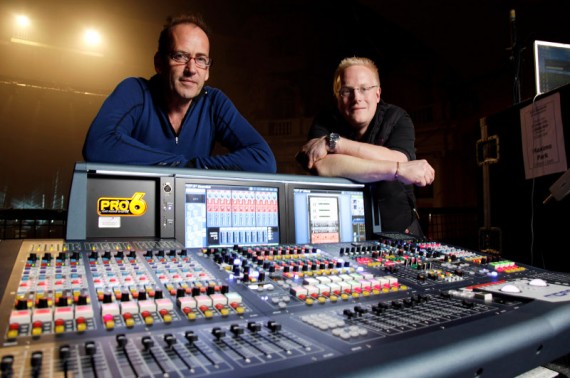  Maximo Park FOH engineer Huw Richards and system tech Nick Pain with the Midas PRO6