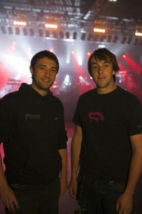 LD Steve Bewley (left) with ADLIB lighting tech Darren Purves