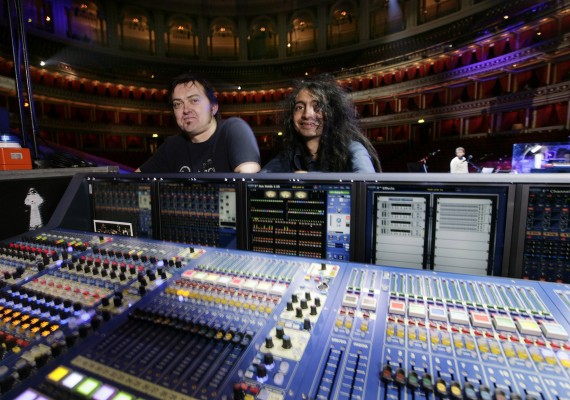 Snow Patrol’s monitor engineer Tristan Farrow and FOH engineer Suneil Pusari with the Midas PRO6