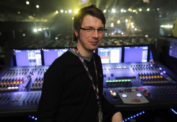 Britannia Row’s system tech Josh Lloyd with the Midas XL8 at Earls Court