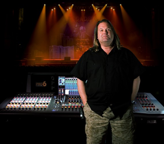 Megadeth’s FOH engineer Doug Short with his Midas PRO6