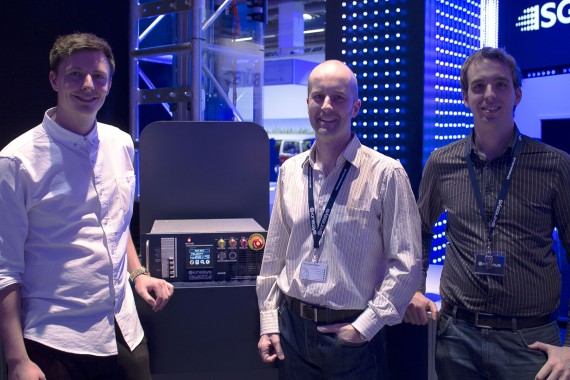 Smiles all round from the Kinesys team at Frankfurt 2014 : L-R L  Steve Fowler (Product Marketing Specialist) Dave Weatherhead (MD) and Luis Diaz-Guerra Martinez (Head of Software)