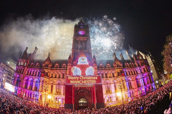 MANCHESTER Christmas light with on 2015